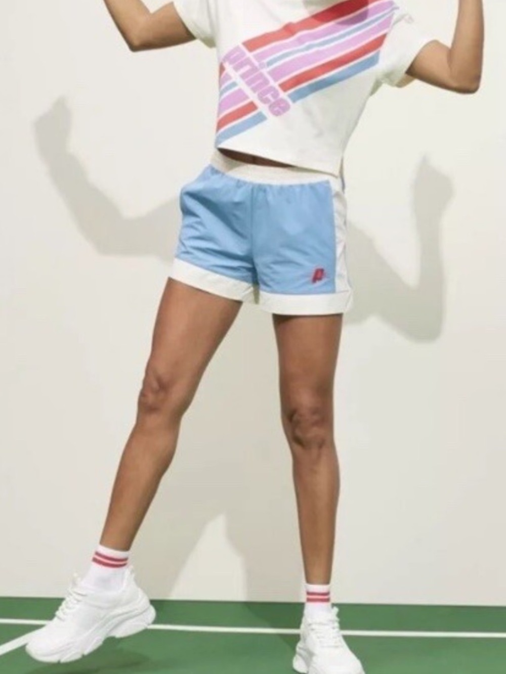 PRINCE Pickle Ball Light Blue Athletic Shorts with White Trim - Picture 2 of 6